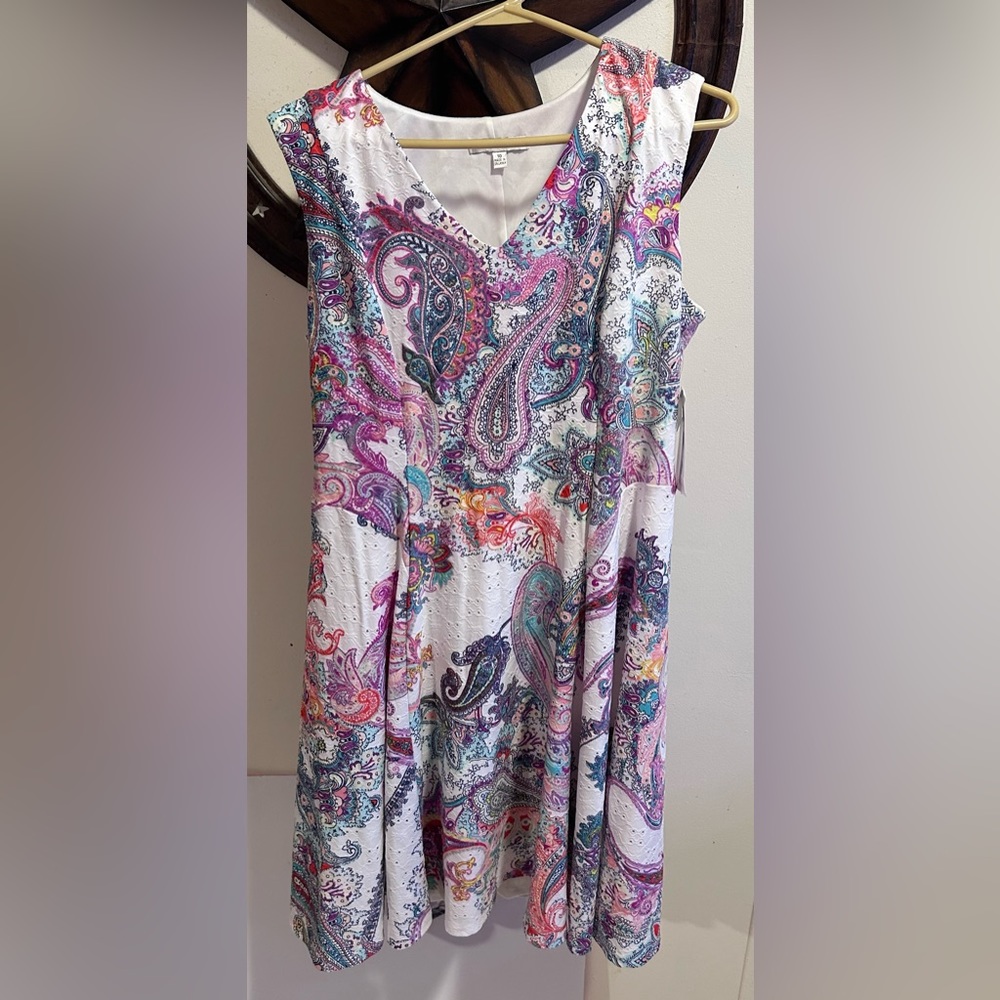 Sandra Darren Sleeveless Paisley Fit and Flare Dress NWT Sz 10 W/Fixable Issue
